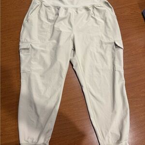 Women’s Cream Cargo Pants - High Waist Jogger